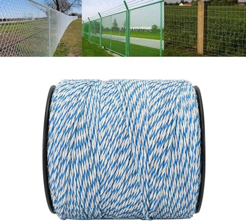 mumisuto Filo Per Recinto Elettrico 500/1000 Metri Con 6/9 Fili Conduttori, Filo Conduttore Tondo Per Recinti Elettrici Recinzioni Elettriche Per Animali Cinghiali Mucche Cavalli (Blu, 500M)