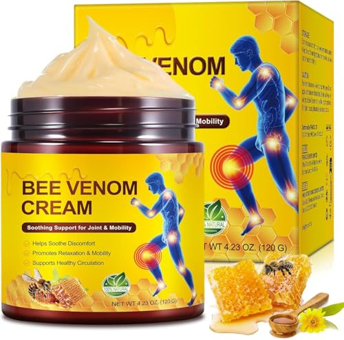 Bee Venom Cream - 100% Natural Ingredients with Glucosamine, Chondroitin, MSM, Arnica & Vitamin K2 - Warming Joint Comfort Massage Cream, 120g