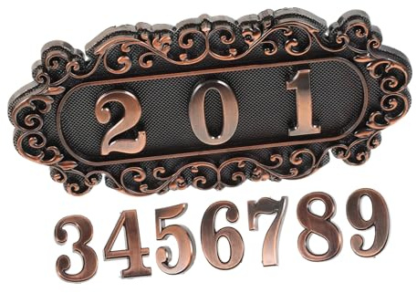 Didiseaon European Style Vintage Door Number Plaque with Antique Finish for House Office and Villa Decorative Wall for Outdoor Use Classic Elegant Design with Visible Digits