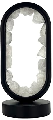 Cello Gleneagles Oval Earth LED Natural Crystal Lamp - Rock Quartz Dimmable White LED Energy Stone Light, USB Healing Lamp for Bedroom, Meditation, Zen Decor & Gift