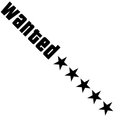 Wanted - Adesivi Riflettenti in Vinile per finestre, Impermeabili, Set di Decorazioni per Auto, Divertenti per Auto, Etichette di Design a 5 Stelle, con Forte adesione per Auto e Camion