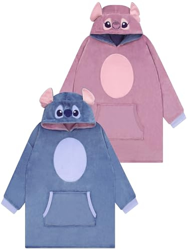Disney Decke mit Kapuze, Stitch und Angel Kinder Hoodie, Wendbarer Lounge Hoodie für Mädchen, One Size