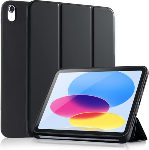 CLM-Tech Custodia compatibile con iPad (A16) 11° generazione 11 pollici 2025, iPad 10° generazione 10.9 pollici 2022 - Case Supporto Cover con Auto Svegliati/Sonno - Nero