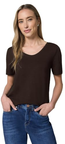 Street One Basic T-Shirt mit V-Neck Espresso Brown 40