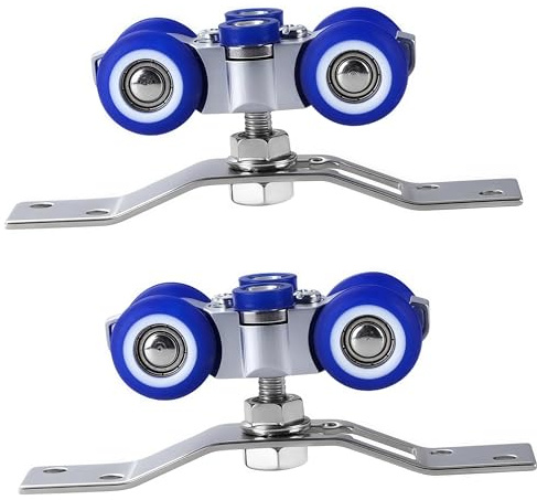 2 Piezas de Ruedas para Puertas Correderas Plegables, Rodamientos para Mampara de Ducha de Acero Inoxidable Azul, Rotación 360°, Silenciosas, para Puertas Correderas, Armario o Ventanas