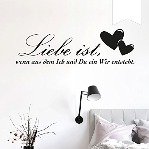 WANDKINGS Wandtattoo Liebe ist, wenn aus dem Ich und Du EIN Wir entsteht. (mit 2 Herzen) 85 x 26 cm weiß - erhältlich in 33 Farben