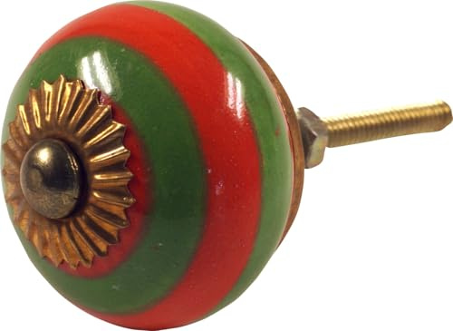 Keramik Möbelknopf, Möbelgriff, Schranktürknöpfe, 3,5 cm, Modell 35 | Handbemalt, Gewinde M5, 4 cm lang, ideal für Schubladen und Schränke, dekorativ und funktional