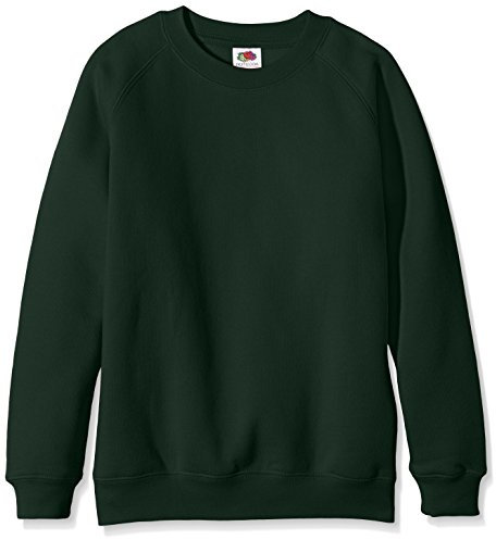 Fruit of the Loom Unisex Kids Raglan Premium Sweater, Bottle Green, 9-11 Years (Manufacturer Size:32)