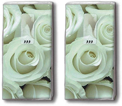 20 Taschentücher (2x 10) Wedding Roses – Hochzeitsrosen weiß / Hochzeit / Rosen / Motivtaschentücher
