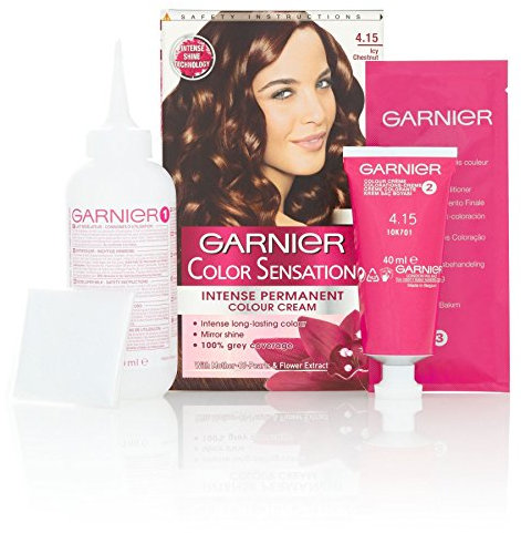 3 x Garnier Color Sensation Intense Permanente Farbe Creme 4,15 Icy Chestnut