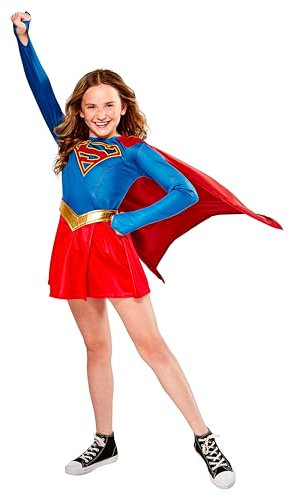 Rubie's- SuperGirl Costume per Bambini Ragazze, Tinta Unita, Nero/Rosso, 3/5 anni, 630076-M