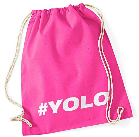 Autiga Turnbeutel #yolo Hashtag Hipster Beutel Tasche Baumwolle Gymbag pink