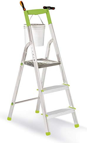 Casabriko 11033 Haushaltsleiter aus Aluminium mit 3 Stufen, grün