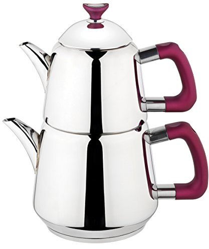 Tetera turca de acero inoxidable 18/10 doble tetera Samovar (Kubbe)