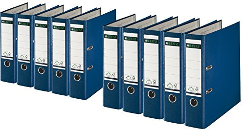 Leitz 1010-50 Qualitäts-Ordner Plastik-Cover (A4 breit | 10er Pack, blau)
