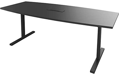 Weber Büro Easy Konferenztisch Bootsform 200x100 cm Anthrazit mit Elektrifizierung Besprechungstisch Tisch, Gestellfarbe:Anthrazit