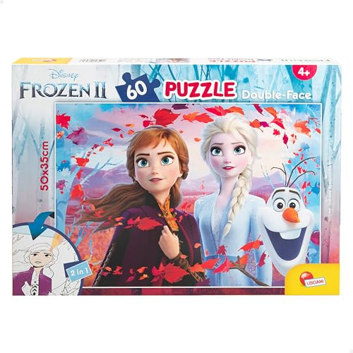 Lisciani – DISNEY – Die Eiskönigin – Puzzle für Kinder ab 4 Jahren – 60 Teile – 2-in-1 doppelseitiges Puzzle vorne/hinten mit Rückseite zum Ausmalen – fördert motorische Fähigkeiten und Kreativität