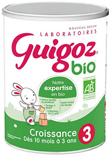 GUIGOZ BIO 3 Croissance - Lait de croissance en poudre de 10 mois à 3 ans - Boîte de 800g