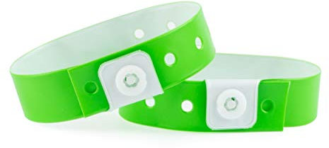 iboo - 100 Bracelets Plastique Vinyle Vert clair pour Évènements Festivals – Idéal pour la sécurité - 25 x 1,6 cm