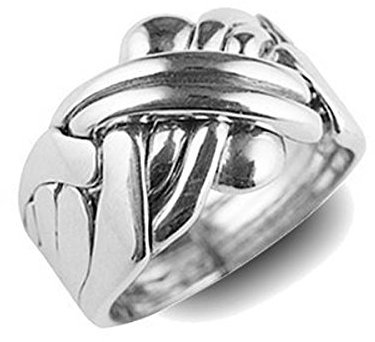 Türkischer Ring, Sultan- oder Sultan-Ring, 6 Kreolen aus 925er Sterlingsilber, Größe 22, spanische Größe, Silber, Kein Edelstein