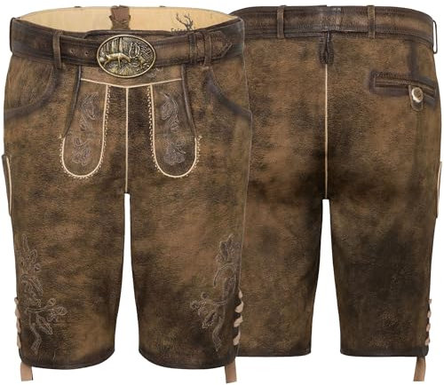 Spieth & Wensky Herren Trachten Lederhose, Havel (311589-0256), Größe:50, Farbe:Tabak/St 238 Holz (5803)