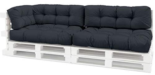 Spatium Palettenkissen Set abnehmbar Bezug wasserdicht gesteppt Palettenauflage Palettenpolster Palettensofa Palettenmöbel Anthrazit 5er Set