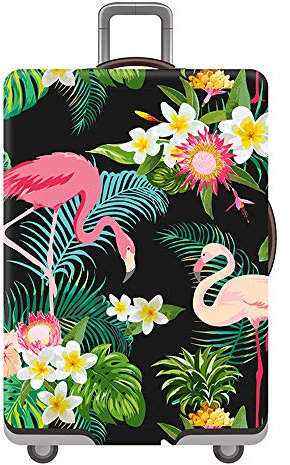 Housse de Valise Protection Elastique, Treer Housse de Bagages en Polyester Voyager Luggage Trolley Case Cover Imperméable Anti-Rayures avec Fermeture éclair (Fleur Jaune,XL(29-32in))