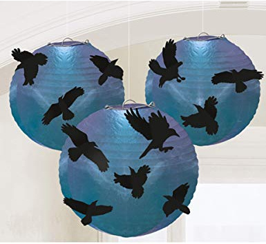 Raben-Laternen Halloween-Deko 5 Stück blau-schwarz - Blau - Einheitsgröße