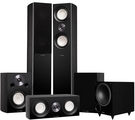 Fluance Reference Surround Sound Home Theater 5.1 Channel Speaker System including 3-Way Floorstanding Towers, Center Channel, Bookshelf Surrounds and DB10 Subwoofer - Black Ash (X851BR)