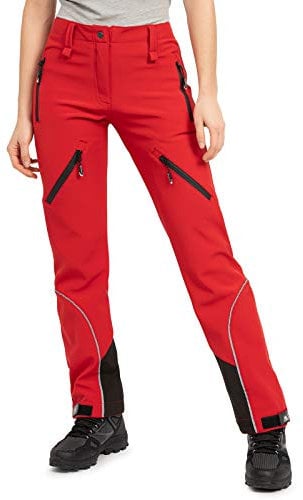 Rock Creek Damen Softshellhose Outdoor Hosen Wanderhose Sporthose Regenhose Damenhosen Outdoorhose Wasserdicht Taschen Softshell Hosen D-444 Rot 2XL