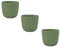 Engelland - 3 x Blumentopf mit Drainagesystem, Moos-Grün, Rillenoptik, Pflanz-Topf, Kübel, modern, widerstandsfähig, rund, wetterfest, Kunststoff, Ø 15 cm, 1,8 Liter