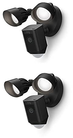 Ring videocamera Plus con proiettori cablata (Floodlight Cam Wired Plus) | Telecamera di sorveglianza HD per esterno con audio bidirezionale, sirena | Ring Home: 30 gg. prova gratuita, 2 telecamere