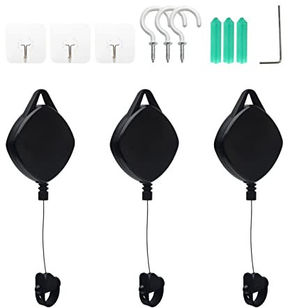 Kisbeibi Retractable Ceiling Roller System VR Cable Management VR Cable Hook Cable Management Gaming Headset Accessories (3 Black)
