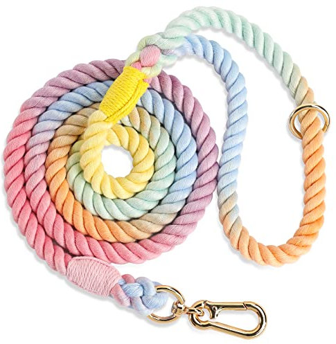 Nugutic Hundeleine, handgefertigt, geflochtenes Seil, für kleine, mittelgroße und große Hunde, 1,2 m, Macaron