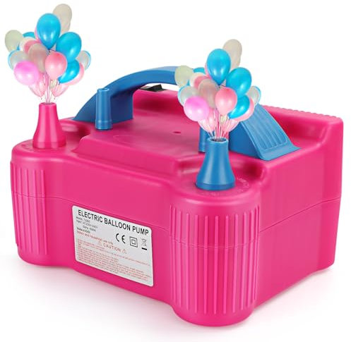 XJYMCOM 220v-240v 600w Balloon Pump Electric Portable Lightweight Balloon Inflator with 2 Nozzle Air Balloon Helium Pump for Balloon Arch Portable Balloon Inflator for Birthday and Festival
