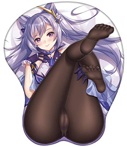 Sonsoke Tapis de Souris avec Support de Poignet en Gel de silice pour Ordinateur en Fibre de Lait (Keqing 1)