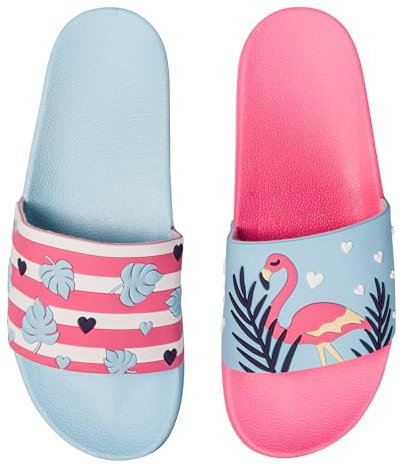 Dedoles Badeschuhe & Hausschuhe viele lustige Designs Bücher Kaffee Katze Party Pizza Dackel Fuchs Panda Delfin Geschenk, Farbe: Verliebte Flamingos, Gr.: 42 EU