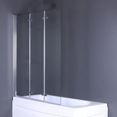VBChome Duschwand 120 x 140cm Chrom Duschabtrennung Faltwand Spritzschutz Badewannenaufsatz Faltwand für Badewanne Modern Hoche Qualität