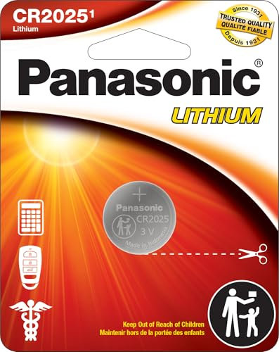 Panasonic CR2025 - Batterie a bottone al litio a lunga durata, 3,0 V, resistenti ai bambini, confezione da 1 batteria