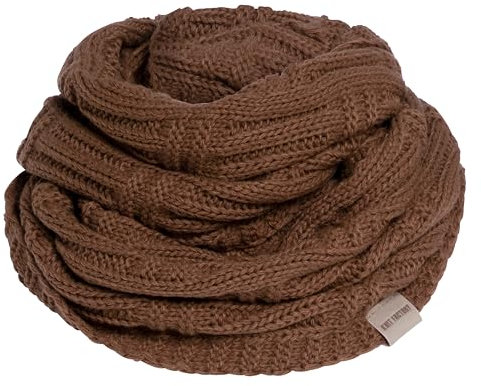 KNIT FACTORY - Bobby Loop Schal - Grob Gestrickter Schlauchschal - Für Damen und Herren - Strickschal mit Wolle - Hochwertige Qualität - Tobacco