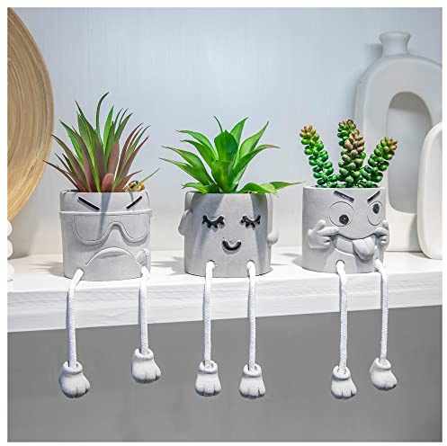 VENY TAYA 3 graziose piante artificiali per ufficio, per donne e uomini, piccole piante finte decorative per camera da letto e bagno, belle piante grasse finte da scrivania per ufficio e casa