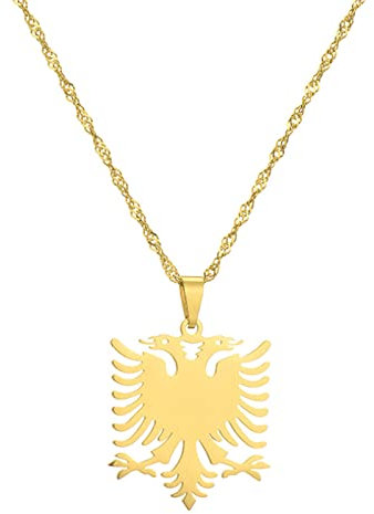Personalisierte Albanische Adler-Karten-Anhänger-Halskette Wasser-Wellen-Kette Damen-Schlüsselbein-Kette Menschen Berber-Partei-Schmuck Damenmode Patriotischer Schmuck Ethnische Partei-Geburtstags-