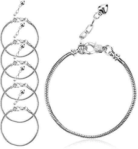6 Stück Einstellbar Armband, DIY Anhänger Charms Armband Kette mit Karabinerverschluss Schmuckherstellung Zubehör Geschenke zum Valentinstag und Muttertag (Stil B, 17-20cm)