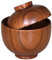 PAREKS Cuenco de Madera Tradicional Japonés, Simple, Ligero, Redondo, Adecuado para Arroz y Sopa, Incluye Tapa