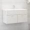 Puraday Mobile Sottolavabo Bianco Lucido 90x38,5x46 cm in Truciolato, Bagno Sospeso Classico Per Fornire Spazio Sufficiente Per Riporre Gli Oggetti