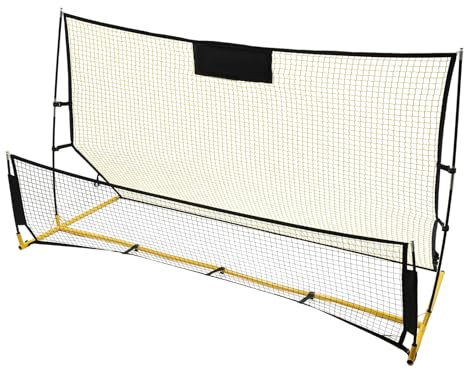 2-in-1 Fußball-Trainingsgerät Fußball-Rebounder-Netz Soccer Trainer Tornetz Fußball Rebound Doppelte Netze 2,1 m x 1,2 m Prellwand Fußball