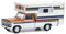 Greenlight 1/64 1976 Ford F-250 mit großem Wohnmobil, Nectarine & Weiß, Hobby-Exklusiv, Camper Special Serie, Metallgehäuse, Erwachsene, Unisex, Sammler, 9,5 cm L x 5,1 cm H x 3,8 cm B