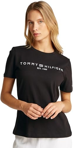 Tommy Hilfiger Damen Corp Logo Cotton Jersey T-Shirt Ww0ww40276 Tommy Hilfiger Modell REG Corp Logo C-NK SS TOG T. S