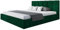 AlpiMeble Polsterbett Tokio Slim mit Kopfteil, 180 x 200 cm, Doppelbett mit Bettkasten und Lattenrost aus Holz, Farbe: Grün, Velourestoff