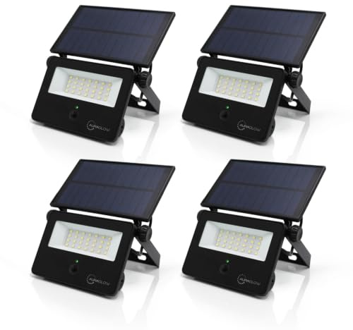 Auraglow Solar-Sicherheits-Flutlicht, PIR-Bewegungssensor für die Sicherheit zu Hause, IP54 wasserdicht, Außenwandmontage, verstellbarer Winkel, SPV-Beleuchtung für Garten, Terrasse, Weg, Zaun,